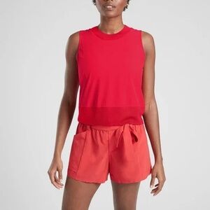 ATHLETA Red Zephyr Ribbed Collar Sleeveless Top, L (A3)